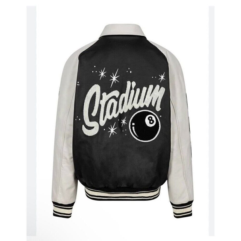 Stadium Goods Brand LUCKY leather Varsity Jacket Eight Ball patches $715